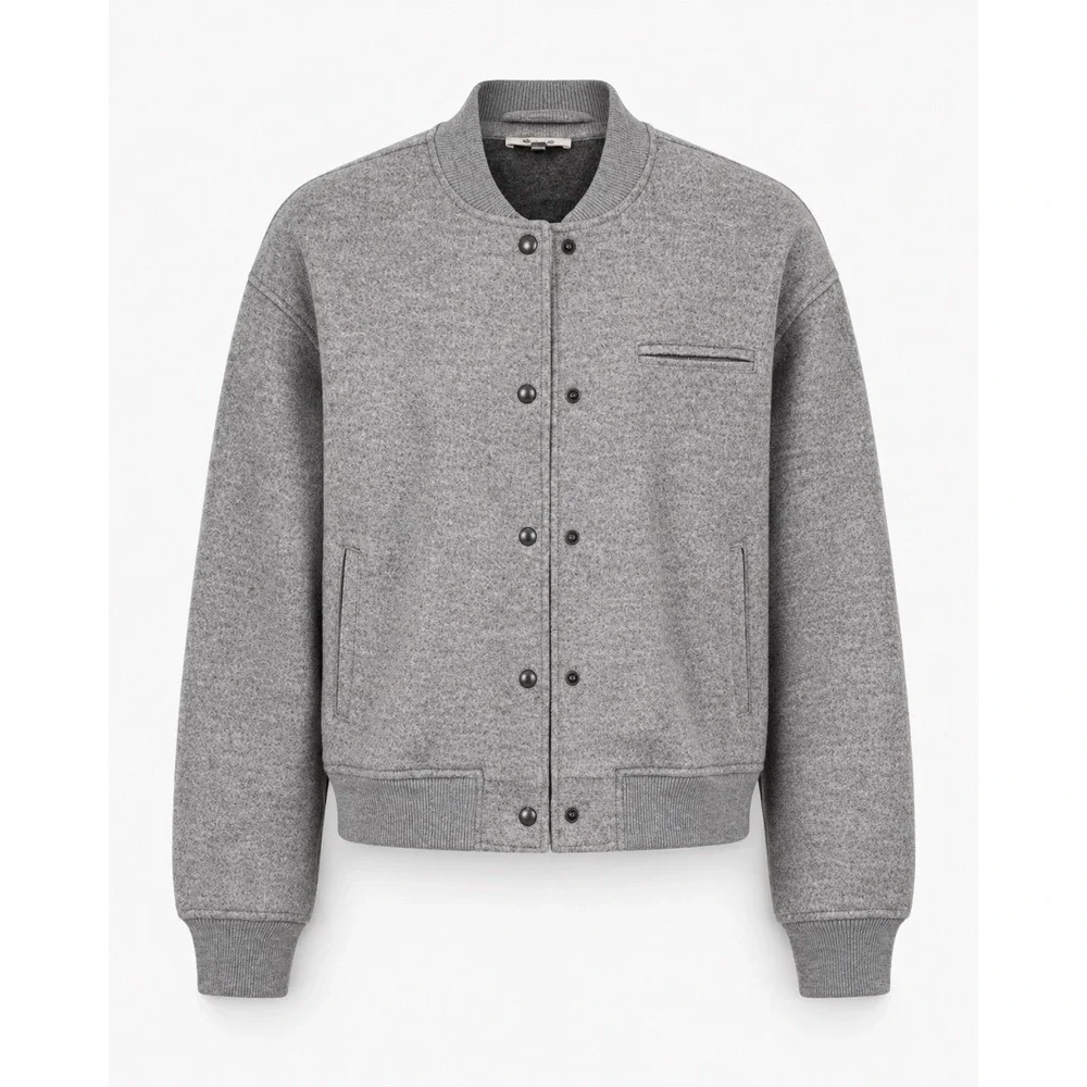 Madewell Wool-Blend Varsity Jacket Womens Medium Grey Excellent CK489 Bomber